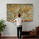 Customize Push Pin Vintage World Map Wall Art Canvas Print –