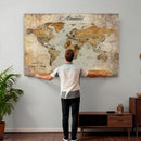 Customized Push Pin World Map Wall Art Canvas Print with