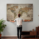 Personalized World Map Wall Art Canvas Print – Custom Push