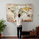 Personalized World Map Wall Art Canvas Print – Custom Push