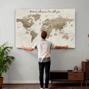 Push Pin World Map Canvas Print – Travel Tracker Wall Art