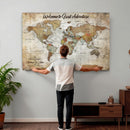 Personalized World Map Wall Art Canvas Print – Custom Push