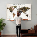 Personalized Push Pin World Map Canvas Print – Custom Framed