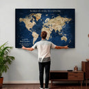 Custom Push Pin World Map Personalized Travel Tracker Canvas