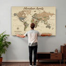 Custom Push Pin World Map Print – Personalized Canvas Wall