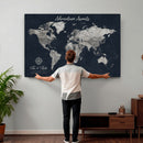 Personalized World Map Canvas – Custom Framed Push Pin