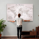 Personalized Vintage World Map Canvas Print – Custom Push