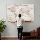 Personalized World Map Canvas Print – Custom Push Pin Travel