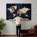 Personalized Antique World Map Canvas Print – Custom Push