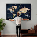 Personalized Antique World Map Canvas Print – Custom Push