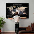 Personalize World Map Push Pin Wall Canvas Print –