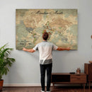 Customize Push Pin World Map Wall Canvas Print –