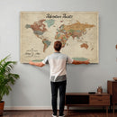 Push Pin Customize World Map Wall Canvas Print –