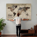 Custom Push Pin World Map Wall Canvas Print – Personalized