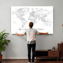 Framed World Map Canvas – Custom Push Pin Travel Tracker –