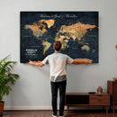 Personalized World Map Canvas – Custom Framed Push Pin