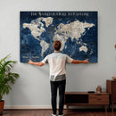 Custom Push Pin Travel Map Wall Art Canvas Print –