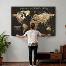 Personalized Push Pin World Map Canvas – Custom Framed
