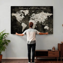 Personalized Push Pin World Map Canvas – Custom Framed