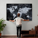 Personalized Push Pin World Map Canvas – Custom Framed