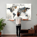Custom Push Pin World Map Wall Art Canvas Print –