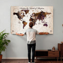 Personalized Push Pin World Map Canvas – Custom Framed