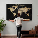 Personalized Push Pin World Map Canvas – Custom Framed
