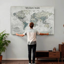 Personalized Push Pin World Map Canvas – Custom Framed
