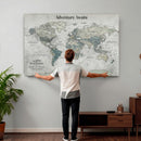 Personalized Push Pin World Map Canvas – Custom Framed