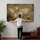 Personalized Push Pin World Map Canvas Print – Custom Framed