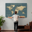 Personalized Push Pin World Map Canvas – Custom Framed
