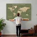 Personalized Push Pin World Map Canvas – Custom Framed