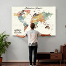 Custom Push Pin World Map Wall Art Canvas Print –