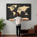 Personalized World Map Wall Art Canvas Print – Custom Push