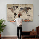 Customize Push Pin World Map Wall Art Canvas Print –