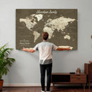 Personalized Framed World Map Wall Art Canvas – Custom Push