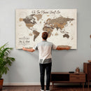 Personalized World Map Wall Art Canvas Print – Custom Push