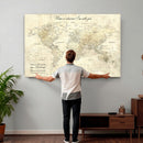 Personalized Push Pin World Map Canvas Print – Custom