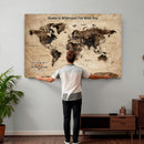 Personalized Framed World Map Wall Art Canvas Print – Custom