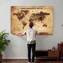 Custom Vintage World Map Canvas Wall Art – Custom Framed