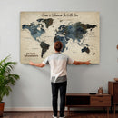 Personalize World Map Canvas Wall Art – Custom Framed Push