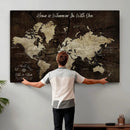 Personalized World Map Canvas Wall Art – Custom Framed Push