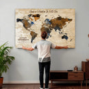 Vintage Custom World Map Canvas Wall Art – Custom Framed