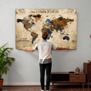 Personalized World Map Canvas Wall Art – Custom Framed Push