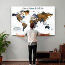 Personalize World Map Canvas Wall Art – Framed Custom Push