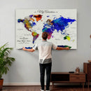 Detailed Custom World Map Print – Framed Custom Push Pin