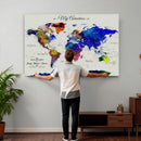 Detailed Custom World Map Print – Framed Custom Push Pin