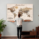 Framed Push Pin World Map Canvas Print – Custom Framed