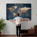Personalized Vintage Push Pin World Map Canvas Print –