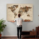Vintage World Map Wall Art Canvas Print for Living Room,